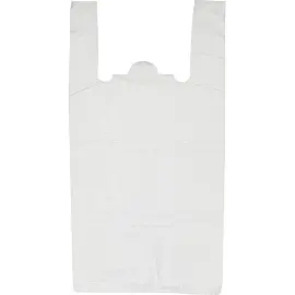 Пакет-майка ПНД 15 мкм белый (28+15x54 см, 100 штук в упаковке)