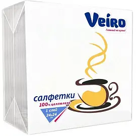 Салфетки бумажные Veiro 24х24 см 1-слойные 100 штук в упаковке