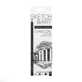 Набор карандашей угольных Sketch&Art мягкий/средний/твердый 6 штук (25-002)
