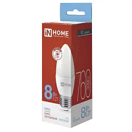 Лампа светодиодная In Home LED-Свеча-VC Свеча 8Вт E27 6500K 760Лм 220В 4690612024820