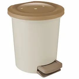 Ведро-контейнер для мусора (урна) Spin&Clean "Ориджинал", 6л, с педалью, круглое, пластик, кофейного цвета