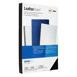Обложки для переплета картонные GBC А4 250 г/кв.м черные текстура кожа (100 штук в упаковке)