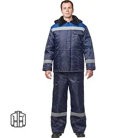 Куртка рабочая зимняя мужская з32-КУ с СОП синяя/васильковая из ткани оксфорд (размер 68-70, рост 182-188)
