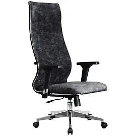 Кресло для руководителя Метта L 1m 42 Bravo 200/004 темно-серое (ткань, металл)