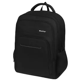 Рюкзак Berlingo City "Strict black" 42*29*17см, 2 отделения, 3 кармана, отделение для ноутбука, USB разъем, эргономическая спинка