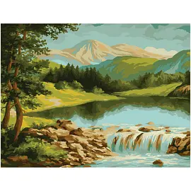 Картина по номерам на холсте ТРИ СОВЫ "Горная река", 40*50, с акриловыми красками и кистями