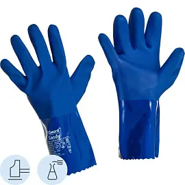 Перчатки КЩС хлопковые/ПВХ Gward Sandy синие (размер 10, XL, 12 штук в упаковке, PVC009)