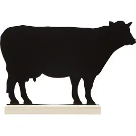 Ценник меловой Корова 157х297 мм на деревянной подставке