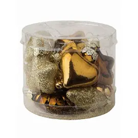 Набор елочных игрушек Золотой стекло золотистый (высота 3 см, 12 штук в упаковке)