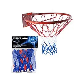 Сетка баскетбольная Torres нить 4 мм бело-сине-красная SS11050