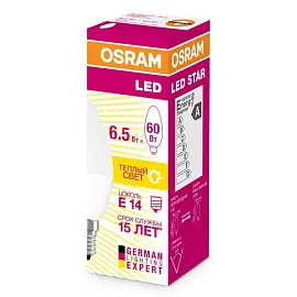 Лампа светодиодная Osram LEDSCLB60 C 6.5Вт E14 2700К 550Лм 230В 4058075134171