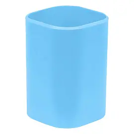 Подставка-стакан СТАММ "Фаворит", пластиковая, квадратная, голубая