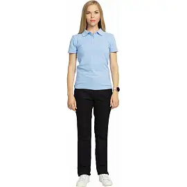 Рубашка поло женская голубая с короткими рукавами (размер XXL, 54, 200 г/кв.м)