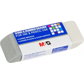 Ластик скошенный M&G, для карандаша и ручки, 65x17x10 мм, ПВХ, белый/серый