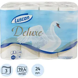 Бумага туалетная Luscan Deluxe 3-слойная белая (24 рулона в упаковке)