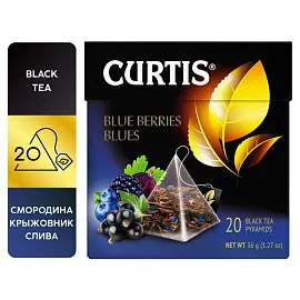 Чай Curtis "Blue Berries Blues", черный с ароматом черники и ежевики, 20 пакетиков-пирамидок по 1.7г