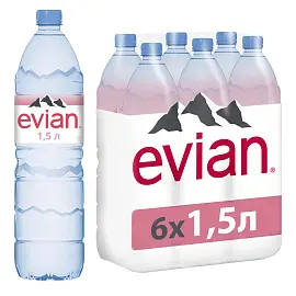 Вода минеральная Evian негазированная 1.5 л (6 штук в упаковке)