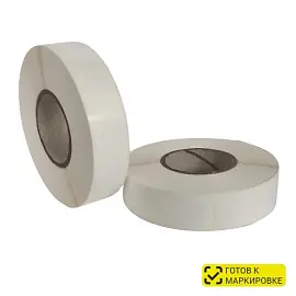 Термотрансферные этикетки 20х20 мм полипропиленовые круглые (диаметр втулки 40 мм, 30 рулонов по 2000 этикеток)
