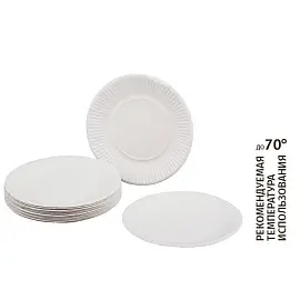 Тарелка одноразовая бумажная Комус Эконом 170 мм белая (100 штук в упаковке)