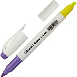 Текстовыделитель Attache Double двусторонний желтый/фиолетовый (толщина линии 1-4 мм)