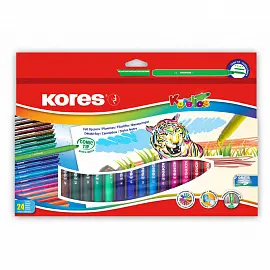 Фломастеры Kores Korellos 24 цвета смываемые со стикерами в комплекте