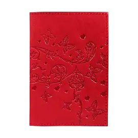 Обложка для паспорта из натуральной кожи красного цвета (1,2-040-201-0)