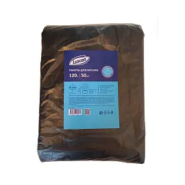 Мешки для мусора на 120 л Luscan черные (ПВД, 50 мкм, в пачке 50 штук, 70х110 см)