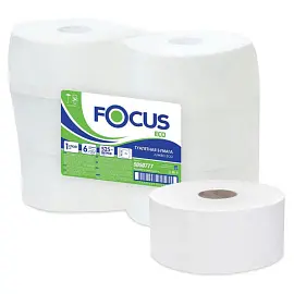 Бумага туалетная Focus Eco Jumbo, 1 слойн, 525м/рул, тиснение, белая. Цена за 1 рулон