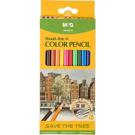 Карандаши цветные M&G  деревянные шестигранные, 12 цв в наборе