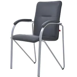 Конференц-кресло Samba Silver черное (искусственная кожа, металл серебрянный)