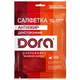 Салфетка хозяйственная Dora микрофибра 17х15 см 300 г/кв.м красная