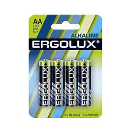 Батарейка АА пальчиковая Ergolux Alkaline (4 штуки в упаковке)