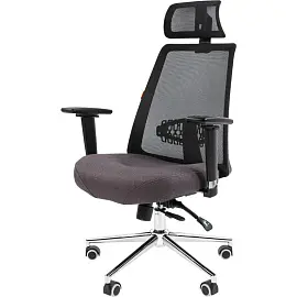 Кресло для руководителя Chairman 535 Lux серое/черное (сетка/ткань, металл)