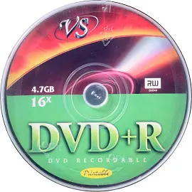 Диск DVD+R VS 4.7 ГБ 16x cake box VSDVDPRIPCB1001 (10 штук в упаковке)