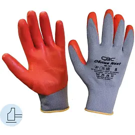 Перчатки рабочие защитные Next полиэфирные с латексные покрытием серые/оранжевые (13 класс, размер 8, M, 12 пар в упаковке, артикул 46-101)