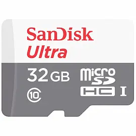Карта памяти SanDisk MicroSDHC Ultra 32GB, Class 10, скорость чтения 80Мб/сек