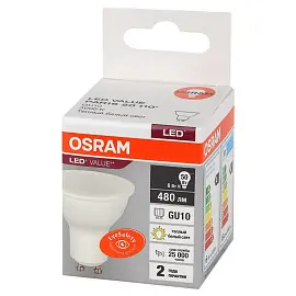 Лампа светодиодная Osram LED Value PAR16 спот 6Вт GU10 3000K 480Лм 220В (4058075581449)