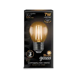 Лампа светодиодная Gauss Filament P 7Вт E27 2700К 550Лм 265В 105802107