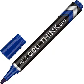 Маркер перманентный Deli Think синий (толщина линии 1.5-3 мм) круглый наконечник