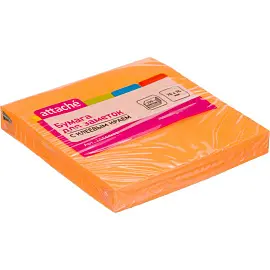 Стикеры 76х76 мм Attache неоновые оранжевые (1 блок, 100 листов)