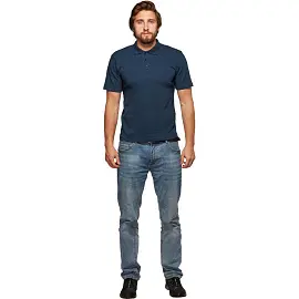 Рубашка поло мужская синяя с короткими рукавами (размер XXL, 54, 200 г/кв.м)