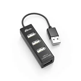 Разветвитель USB Ritmix CR-2402 black (USB хаб) 4 порта USB (15119265)