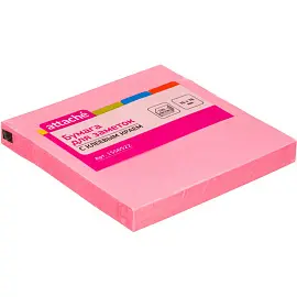 Стикеры 76х76 мм Attache неоновые розовые (1 блок, 100 листов)