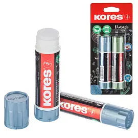 Клей-карандаш Kores Metallic Style 20 г синий/зеленый корпус (2 штуки в упаковке, производство Чехия)