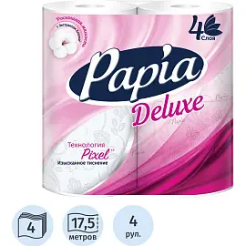 Бумага туалетная Papia Deluxe 4-слойная белая (4 рулона в упаковке)