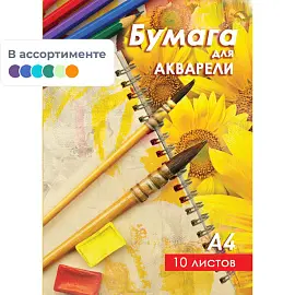 Папка для рисования Тетрапром Краски/Подсолнухи акварелью А4 10 листов (обложка в ассортименте)