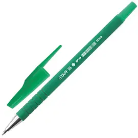 Ручка шариковая STAFF "EVERYDAY" BP-193, ЗЕЛЕНАЯ, корпус прорезиненный зеленый, узел 0,7 мм, линия письма 0,35 мм, 142400