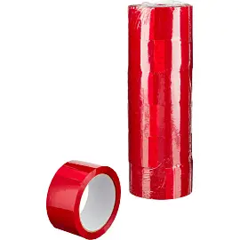 Клейкая лента упаковочная 48 мм х 66 м 45 мкм красная (6 штуки в упаковке)