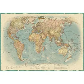 Настенная карта Мира политическая 1:22 000 000 в стиле ретро