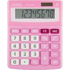 Калькулятор настольный Attache, AС-223R,8р,двойное питание, розовый